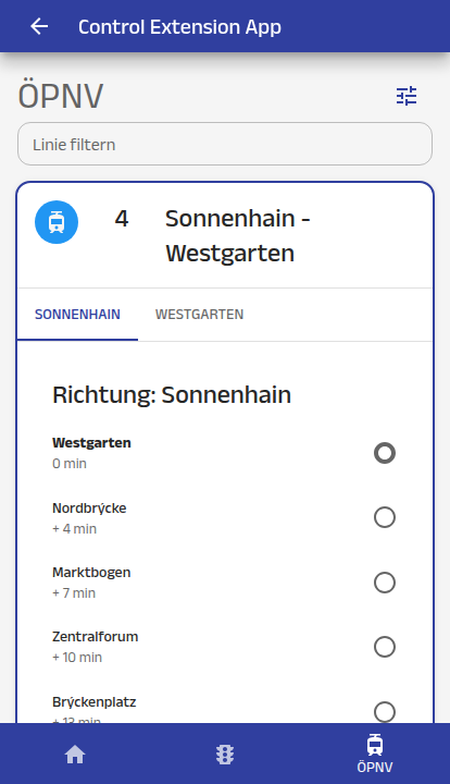 Transit line detail from the web app captured on an iPhone XR viewport