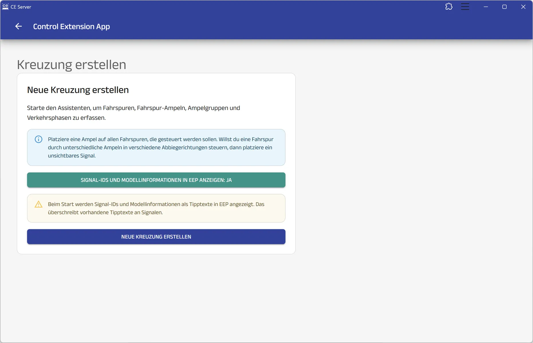 Neue Kreuzung anlegen